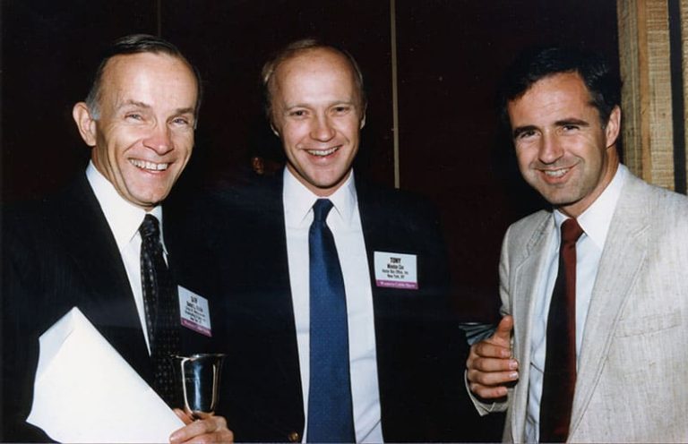 Daniel Ritchie, Tony Cox, Frank Biondi at Western Cable Show c1983