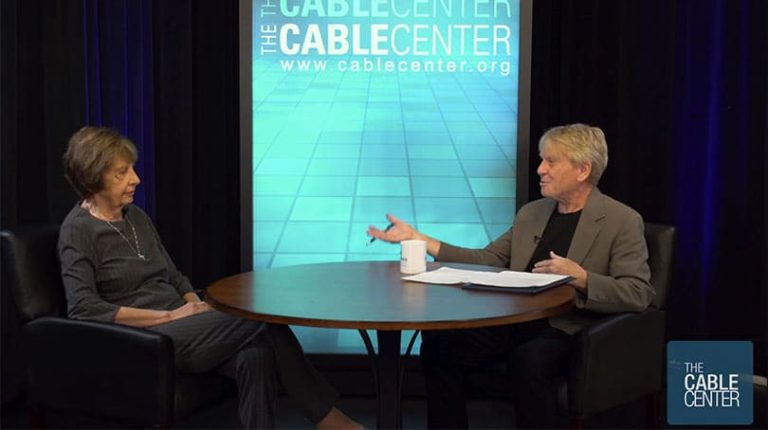 Stewart Schley interviewing June Travis for The Cable Center’s Hauser Oral History Project, March 18, 2025