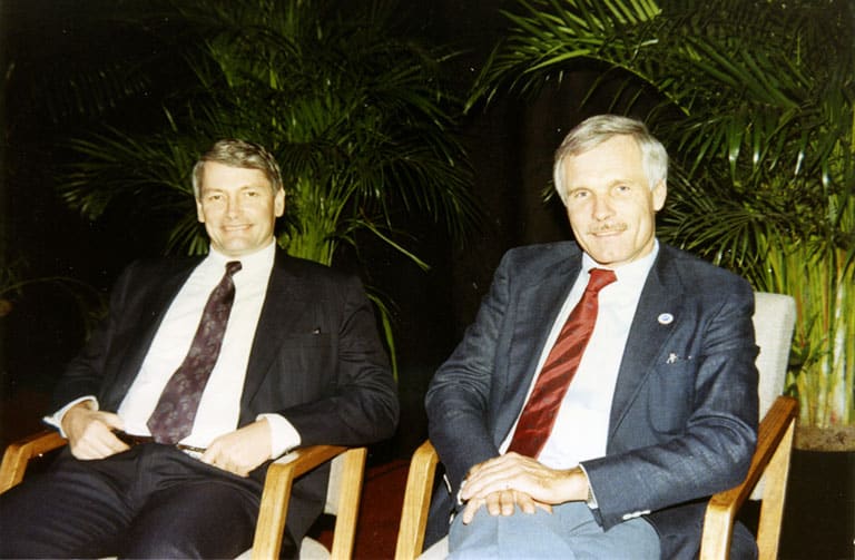 John Malone and Ted Turner - 1987