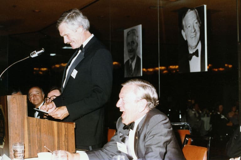 Ted Turner speaking at a Bill Daniels roast - 1984